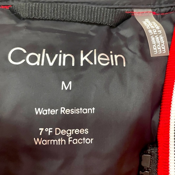 Calvin Klein Super Shine Hooded Red Puffer Coat Sz M - Picture 5 of 9